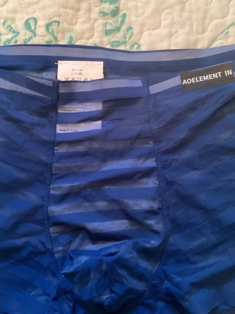 Blue semi transparent trunks, large